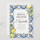 ブライダルシャワーヴィンテージレモン地中海の葉 招待状 (正面)