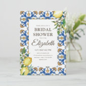 ブライダルシャワーヴィンテージレモン地中海の葉 招待状 (スタンド正面)