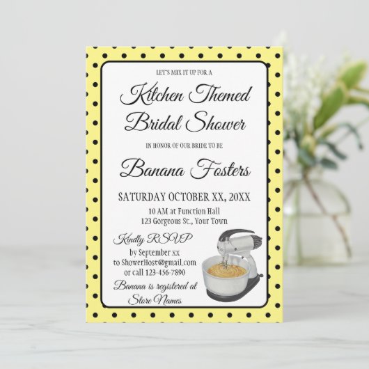 ブライダルシャワーヴィンテージ水玉模様ボウイエロー (スタンド正面)