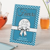 ブライダルシャワーヴィンテージ水玉模様ボウズブルー&ホワイト 台座サイン (インサイチュ)