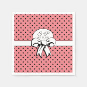 ブライダルシャワーヴィンテージ水玉模様ボウズPInk スタンダードカクテルナプキン (正面)