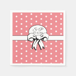 ブライダルシャワーヴィンテージ水玉模様ボウズPInk & White スタンダードカクテルナプキン