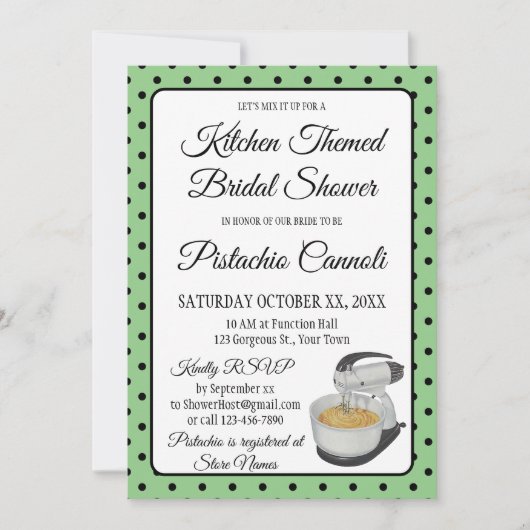 ブライダルシャワーヴィンテージ水玉模様ボーズセージグリーン (正面)