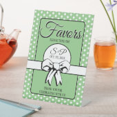 ブライダルシャワーヴィンテージ水玉模様ボーズセージ&ホワイト 台座サイン (インサイチュ)