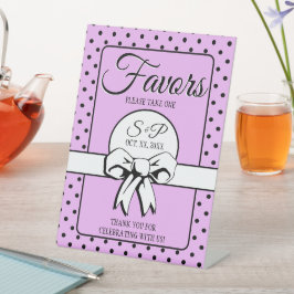 ブライダルシャワーヴィンテージ水玉模様ボーズラベンダー 台座サイン