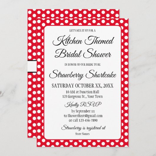 ブライダルシャワーヴィンテージ水玉模様ボーズレッド&ホワイト (正面/裏面)