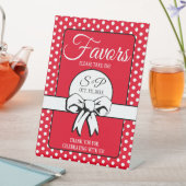 ブライダルシャワーヴィンテージ水玉模様ボーズレッド&ホワイト 台座サイン (インサイチュ)