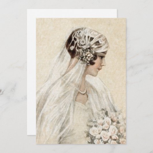 ブライダルシャワーヴィンテージ花嫁 招待状 (正面/裏面)