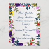 ブライダルシャワーヴィンテージ花 招待状 (正面/裏面)