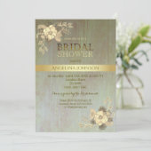 ブライダルシャワーヴィンテージ金ゴールド花 招待状 (スタンド正面)