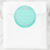 ブライダルシャワー保存ザデイトアクアダムスクホワイトボウ ラウンドシール (バッグ)