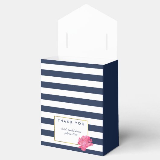 ブライダルシャワー優先ボックス |ネイビストライプーと牡丹 フェイバーボックス (オープン)