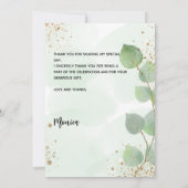 ブライダルシャワー光ユーカリサンキューカード 招待状 (裏面)