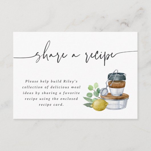 ブライダルシャワー共有レシピカード挿入 エンクロージャーカード (正面)