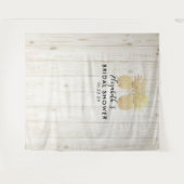 ブライダルシャワー写真の背景金ゴールドパイナップルカップル タペストリー (正面(横))