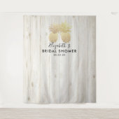 ブライダルシャワー写真の背景金ゴールドパイナップルカップル タペストリー (正面)