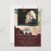 ブライダルシャワー写真フローラ卒業ブルゴーニュ 招待状 (正面)