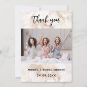 ブライダルシャワー写真白色フローラサンキューカード 招待状 (正面)
