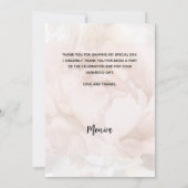 ブライダルシャワー写真白色フローラサンキューカード 招待状 (裏面)