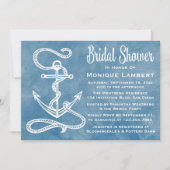 ブライダルシャワー出航海の荷いかりブルーウォーターカラー 招待状 (正面)