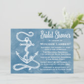ブライダルシャワー出航海の荷いかりブルーウォーターカラー 招待状 (スタンド正面)