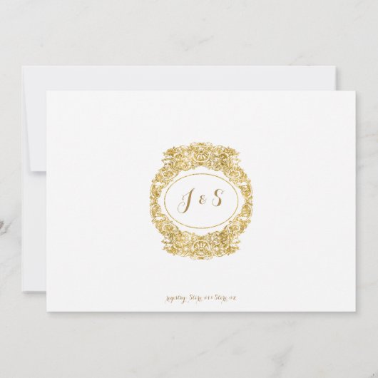 ブライダルシャワー刻印フローラアカントス金ゴールド葉 招待状 (裏面)