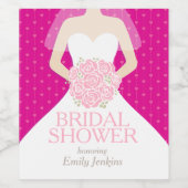 ブライダルシャワー名前をカスタムするピンクワインラベル ワインラベル (シングルラベル)