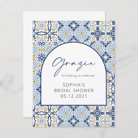 ブライダルシャワー地中海のグラジーサンキューカード サンキューカード (正面/裏面)