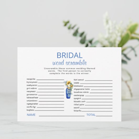 ブライダルシャワー地中海のワードスクランブルゲーム 招待状 (スタンド正面)