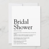ブライダルシャワー定義の白黒 招待状 (正面)