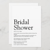 ブライダルシャワー定義の白黒 招待状 (正面/裏面)