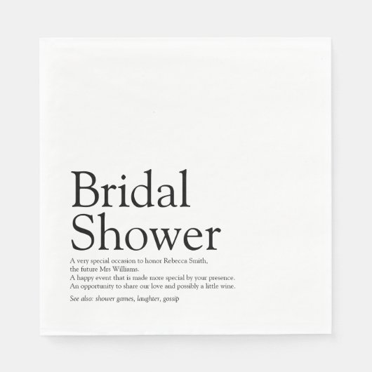 ブライダルシャワー定義モダンおもしろい スタンダードランチョンナプキン (正面)