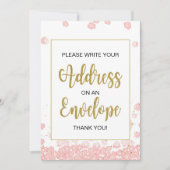 ブライダルシャワー封筒サイン | ピンクと金ゴールド 招待状 (正面)