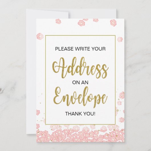 ブライダルシャワー封筒サイン | ピンクと金ゴールド 招待状 (正面)