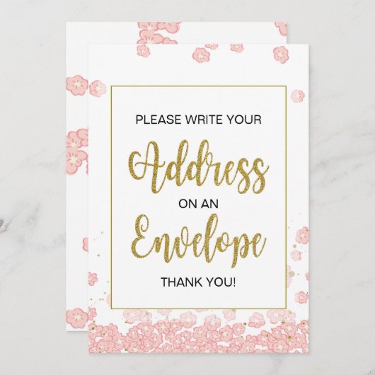 ブライダルシャワー封筒サイン | ピンクと金ゴールド 招待状 (正面/裏面)