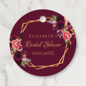 ブライダルシャワー幾何学的なブルゴーニュ愛は甘い フェイバータグ (裏面)