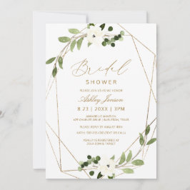 ブライダルシャワー幾何学的な緑のつる植物水色 招待状