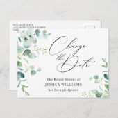 ブライダルシャワー延期された日付の変更ユーカリ ポストカード (正面/裏面)