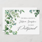 ブライダルシャワー延期された日付の変更ユーカリ 招待状 (正面/裏面)