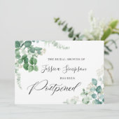 ブライダルシャワー延期された日付の変更ユーカリ 招待状 (スタンド正面)