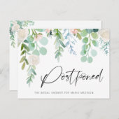 ブライダルシャワー延期された水の色のフローラ緑 案内ポストカード (正面/裏面)
