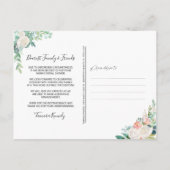 ブライダルシャワー延期された水の色のフローラ緑 案内ポストカード (裏面)