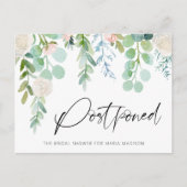 ブライダルシャワー延期された水の色のフローラ緑 案内ポストカード (正面)