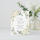 ブライダルシャワー延期エレガント日ホワイトローズ ポストカード (スタンド正面)