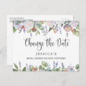 ブライダルシャワー延期日エレガント赤面バラ ポストカード (正面/裏面)