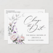 ブライダルシャワー延期日エレガント赤面バラ ポストカード (正面/裏面)