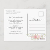 ブライダルシャワー延期日エレガント赤面バラ ポストカード (裏面)