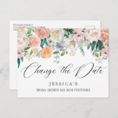 ブライダルシャワー延期日エレガント赤面バラ ポストカード (正面/裏面)