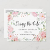 ブライダルシャワー延期日エレガント赤面バラ ポストカード (正面/裏面)