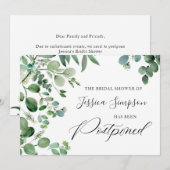 ブライダルシャワー延期　日程変更 ユーカリ 招待状 (正面/裏面)